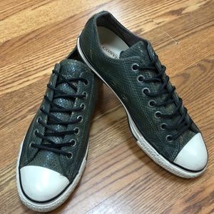 Converse Green Snake Print Leather Sneakers